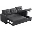 Pemberly Row Transitional Fabric Reversible Sleeper Sectional Sofa in Dark Gray