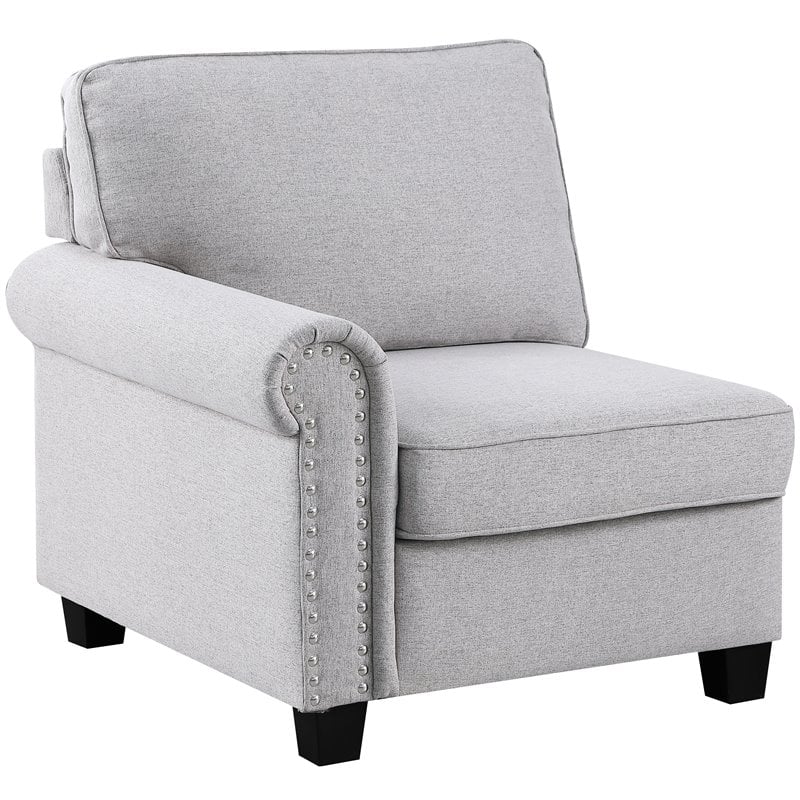 Pemberly Row Transitional Fabric U-Shaped Sectional Sofa in Light Gray