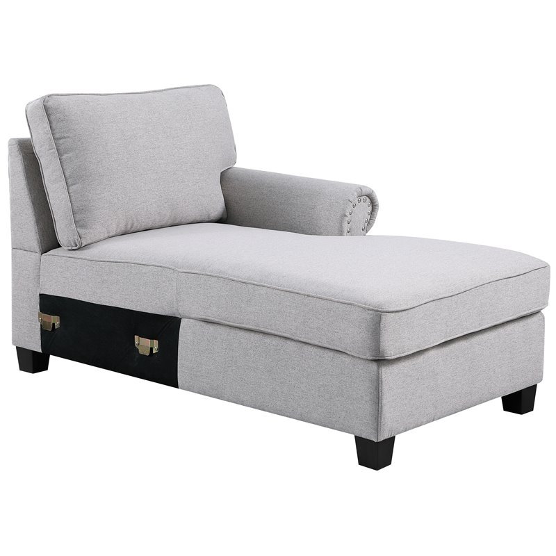 Pemberly Row Transitional Fabric U-Shaped Sectional Sofa in Light Gray