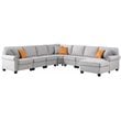 Pemberly Row Transitional Polyester Fabric U-Shaped Sectional Sofa in Light Gray