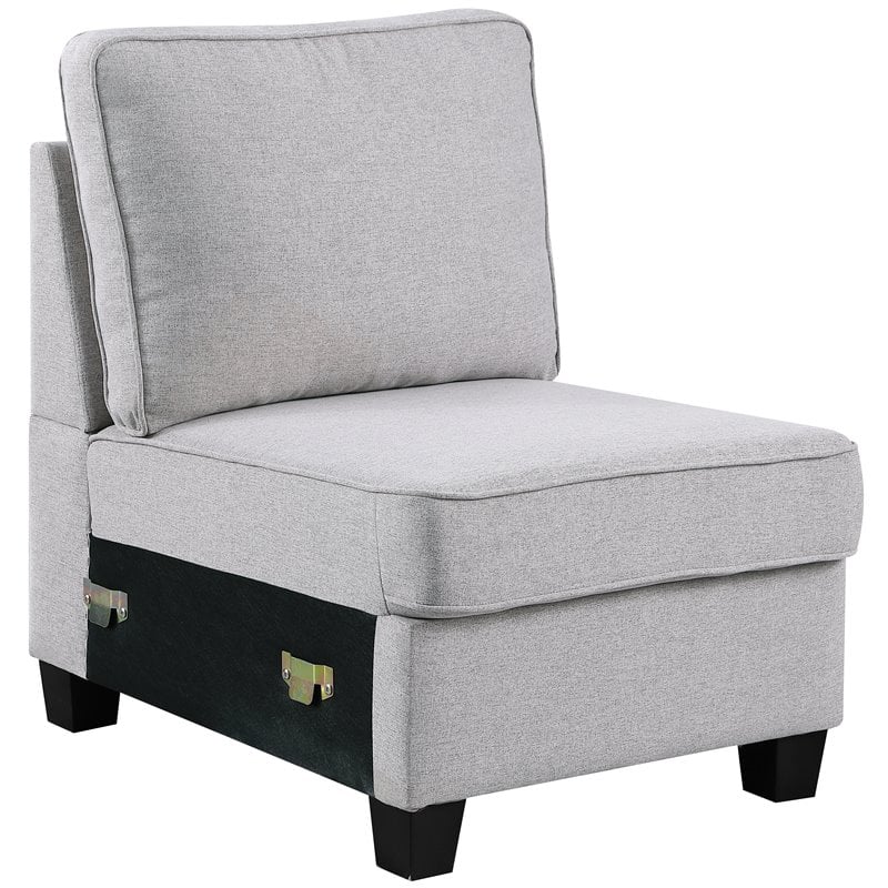 Pemberly Row Transitional Polyester Fabric U-Shaped Sectional Sofa in Light Gray