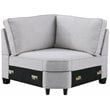 Pemberly Row Transitional Polyester Fabric U-Shaped Sectional Sofa in Light Gray