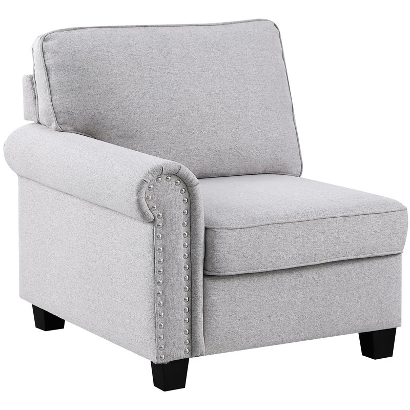 Pemberly Row Transitional Polyester Fabric U-Shaped Sectional Sofa in Light Gray