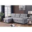 Pemberly Row Contemporary Fabric Reversible Sleeper Sectional Sofa in Light Gray