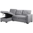 Pemberly Row Contemporary Fabric Reversible Sleeper Sectional Sofa in Light Gray