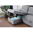 Pemberly Row Contemporary Fabric Reversible Sleeper Sectional Sofa in Light Gray