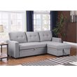 Pemberly Row Contemporary Fabric Reversible Sleeper Sectional Sofa in Light Gray