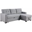 Pemberly Row Contemporary Fabric Reversible Sleeper Sectional Sofa in Light Gray