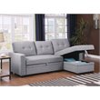 Pemberly Row Contemporary Fabric Reversible Sleeper Sectional Sofa in Light Gray