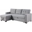 Pemberly Row Contemporary Fabric Reversible Sleeper Sectional Sofa in Light Gray