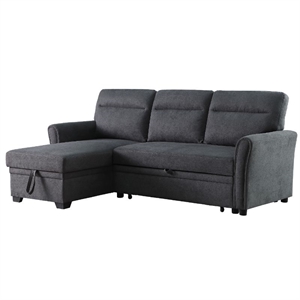 pemberly row modern fabric sectional sofa pull out sleeper bed in dark gray