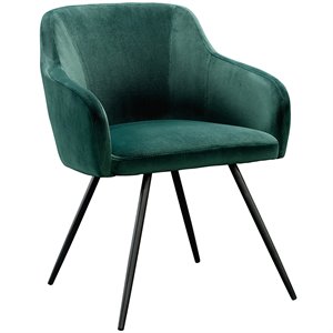 pemberly row velvet fabric upholstered accent chair in emerald green/black