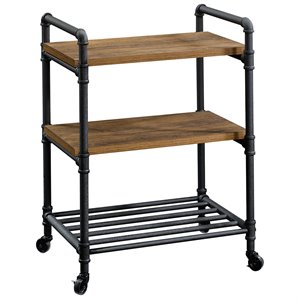 pemberly row multi purpose cart in checked oak and black
