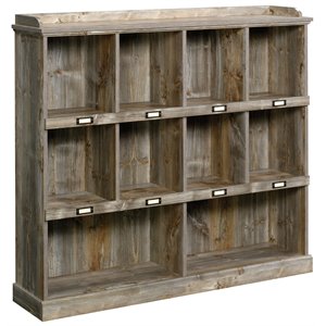pemberly row contemporary 10-cubby wood bookcase in rustic cedar