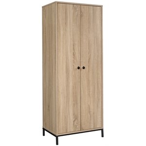 pemberly row contemporary tall wood storage cabinet in charter oak
