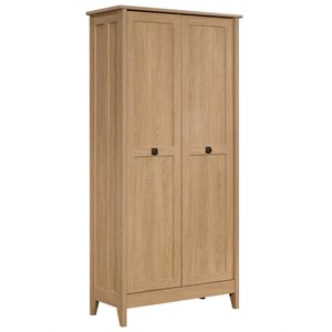 pemberly row engineered wood tall storage cabinet in dover oak
