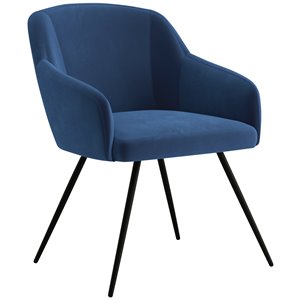 pemberly row velvet fabric upholstered accent chair in dark blue/black