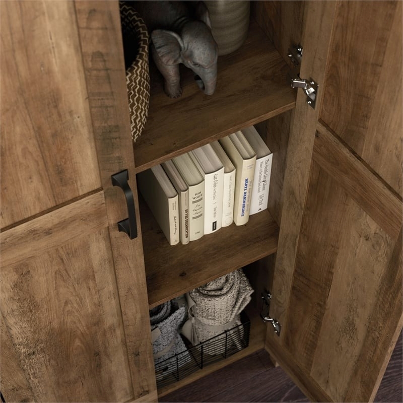 Pemberly Row 2-Door Engineered Wood Storage Cabinet in Rural Pine/Brown