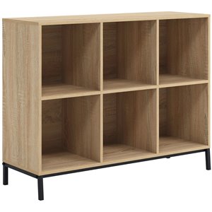 pemberly row 6 cubby wooden organizer bookcase in charter oak