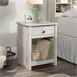 Pemberly Row Mid-Century 1 Drawer Wooden Nightstand in White Plank