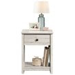 Pemberly Row Mid-Century 1 Drawer Wooden Nightstand in White Plank