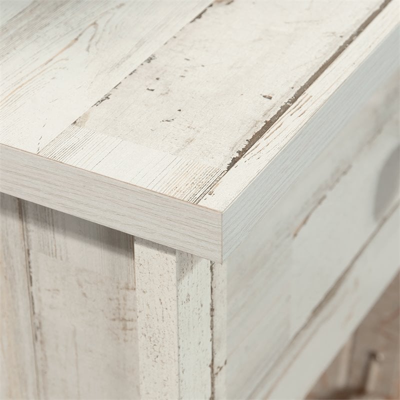 Pemberly Row Mid-Century 1 Drawer Wooden Nightstand in White Plank
