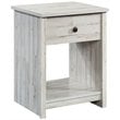 Pemberly Row Mid-Century 1 Drawer Wooden Nightstand in White Plank