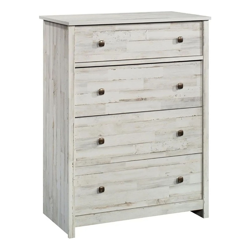 Pemberly Row Traditional 4-Drawer Engineered Wood Chest in White Plank