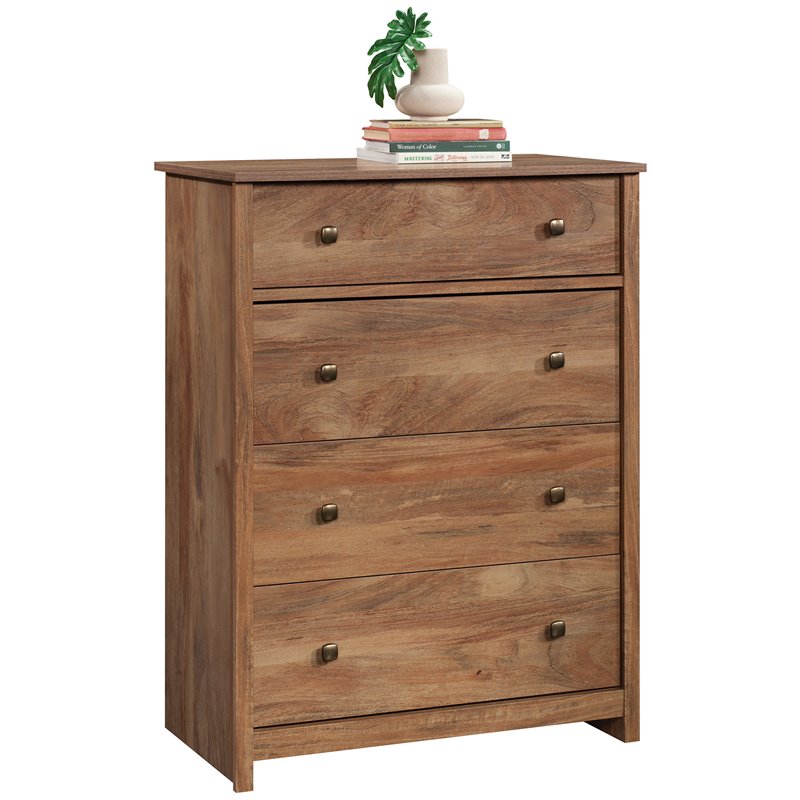 Pemberly Row Traditional 4-Drawer Engineered Wood Chest in Mango Natural