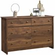 Pemberly Row 6-Drawer Transitional Engineered Wood Dresser in Walnut