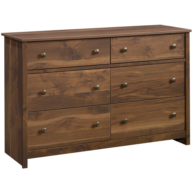 Pemberly Row 6-Drawer Transitional Engineered Wood Dresser in Walnut