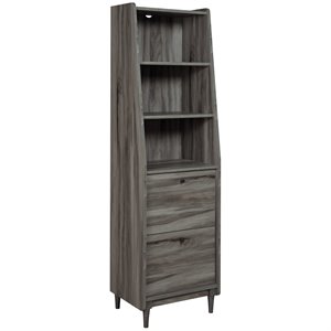 pemberly row 3 shelf wooden narrow bookcase in jet acacia