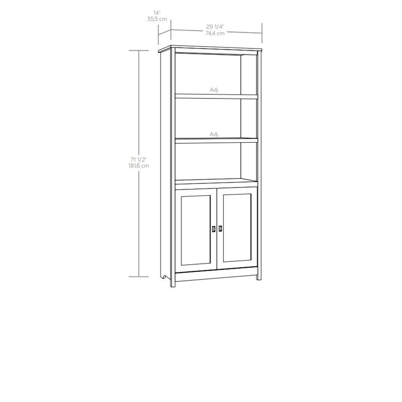 Pemberly Row 3-Shelf Engineered Wood Bookcase with Doors in Raven Oak