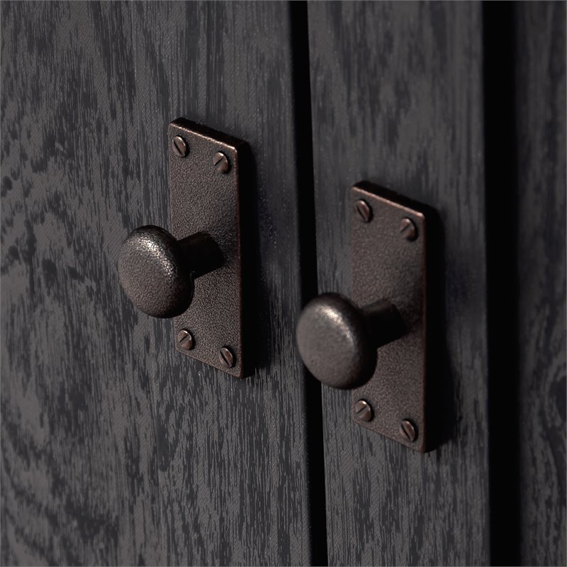 Pemberly Row 3-Shelf Engineered Wood Bookcase with Doors in Raven Oak