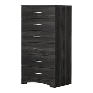 Pemberly Row Traditional 6-Drawer Engineered Wood Lingerie Chest in Gray