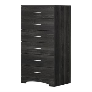 pemberly row traditional 6-drawer lingerie chest in gray oak