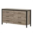 Pemberly Row Contemporary 6 Drawers Double Dresser in Weathered Oak