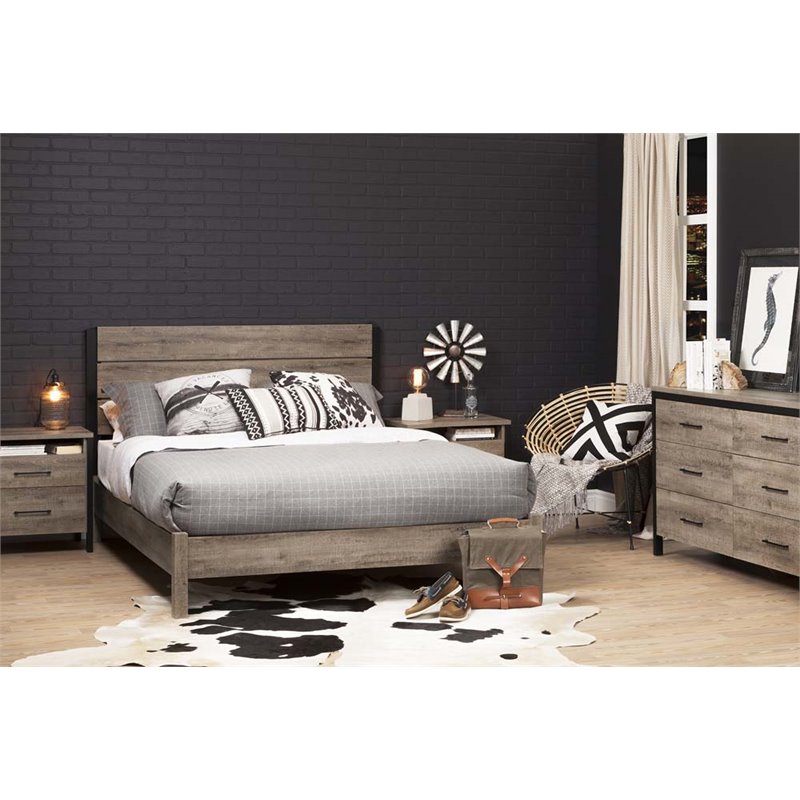 Pemberly Row Contemporary 6 Drawers Double Dresser in Weathered Oak