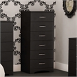 Pemberly Row Contemporary 6-Drawer Wood Single Lingerie Chest in Pure Black