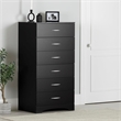 Pemberly Row Contemporary 6-Drawer Wood Single Lingerie Chest in Pure Black