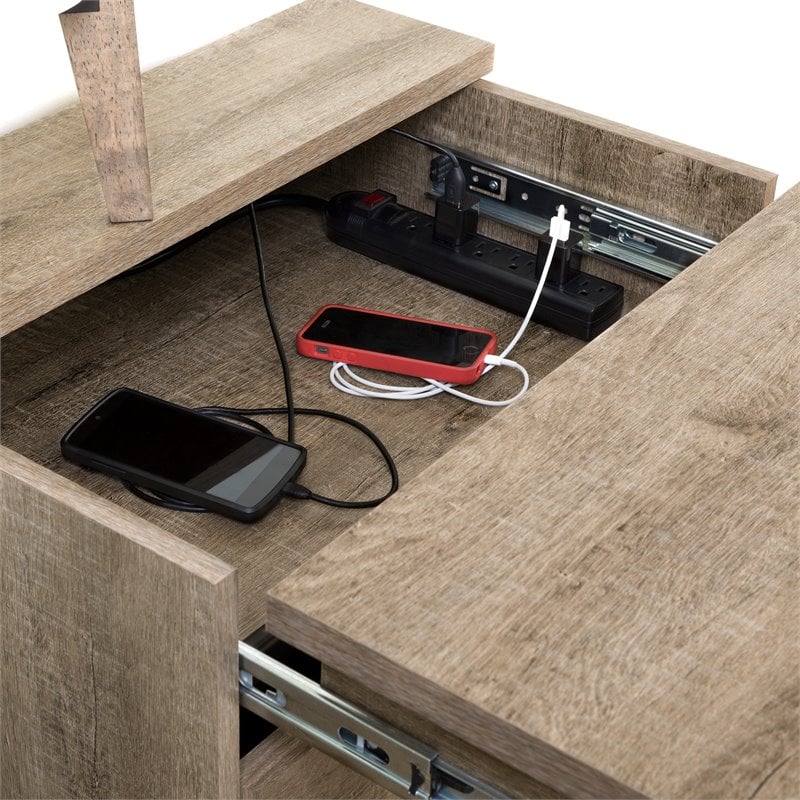 Pemberly Row Traditional 2 Drawer Nightstand in Weathered Oak