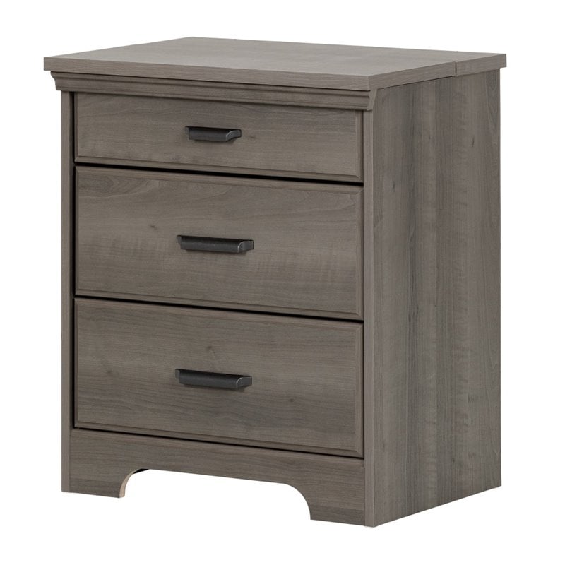 Pemberly Row Traditional 2 Drawer Nightstand in Gray Maple