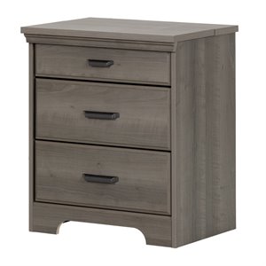 Pemberly Row Traditional 2 Drawer Nightstand in Gray Maple