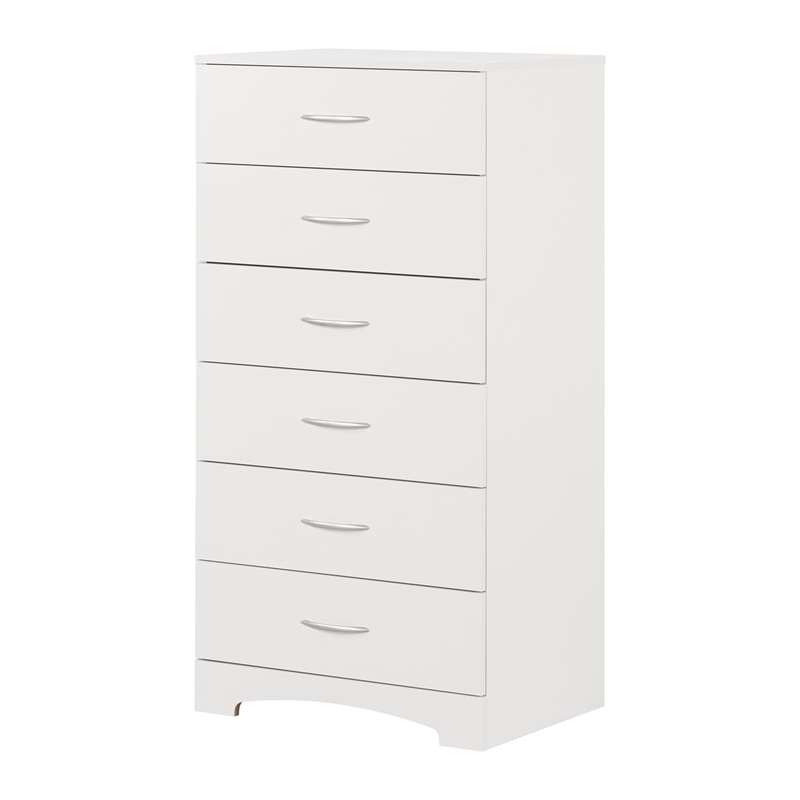 Pemberly Row Traditional 6-Drawer Wood Single Chest in Pure White