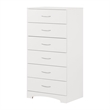 Pemberly Row Traditional 6-Drawer Wood Single Chest in Pure White