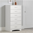 Pemberly Row Traditional 6-Drawer Wood Single Chest in Pure White