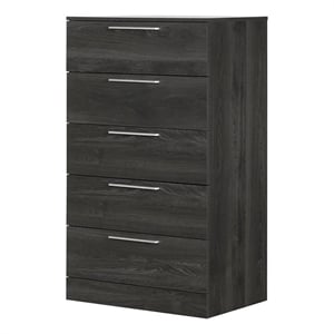 Pemberly Row Traditional 5-Drawer Wood Single Chest in Gray Oak