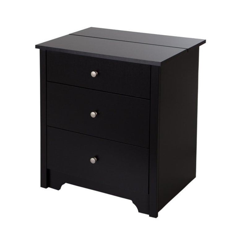 Pemberly Row Modern Wood Nightstand in Pure Black