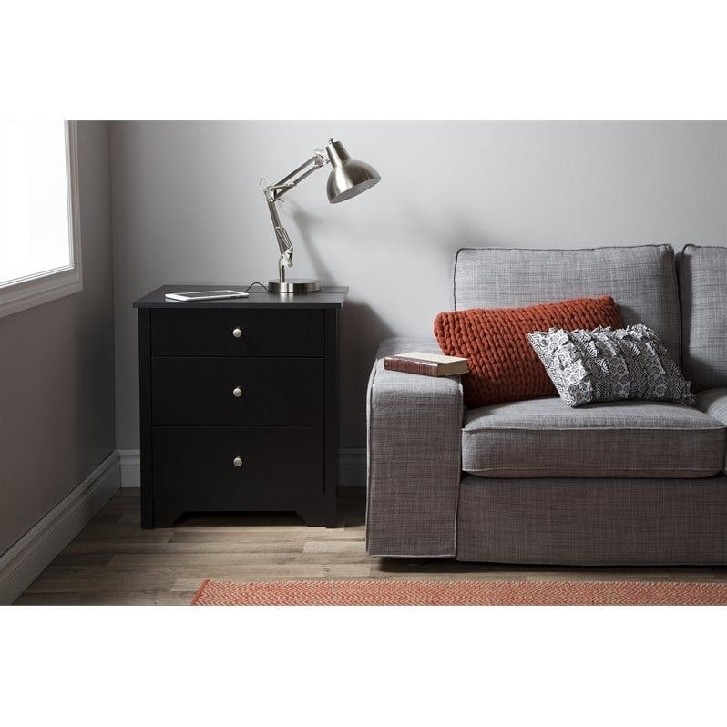 Pemberly Row Modern Wood Nightstand in Pure Black