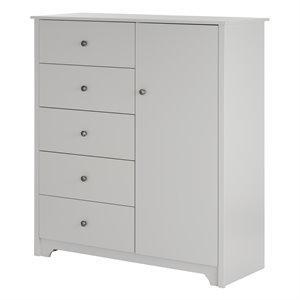 pemberly row contemporary 5 drawer chest in soft gray